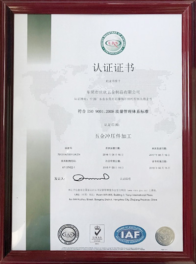 ISO9001：2008认证书（中文版）